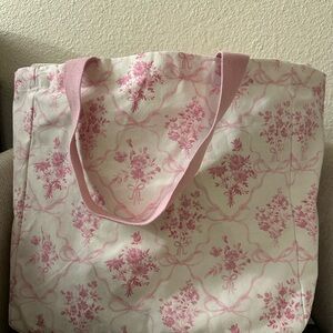Pink Floral Tote Bag